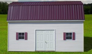 14x20-vinyl-barn-w-attic-metal-roof-dbl-steel-doors-2-windows-shutters