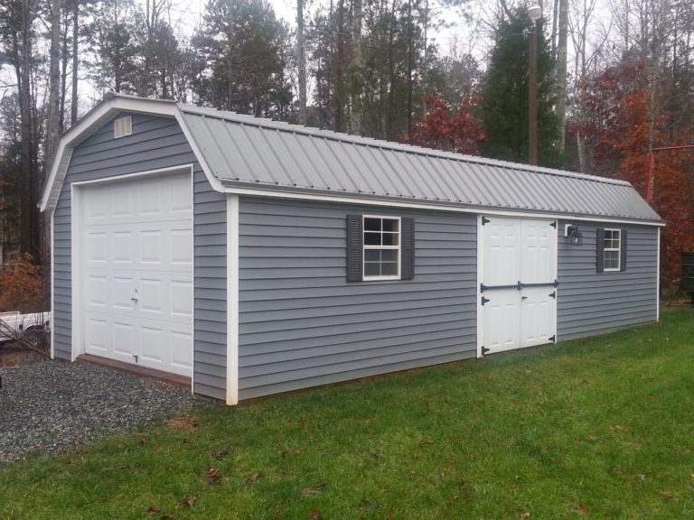Amish Barn with Garage Door (Blue)