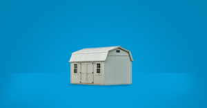 Amish shed blue background